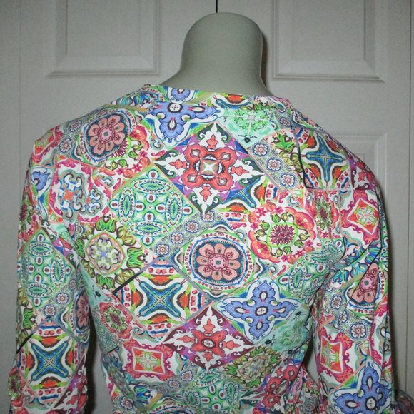 NANETTE LEPORE Multi-Color Long Sleeve Zip Front Blouse - Picture 5 of 6